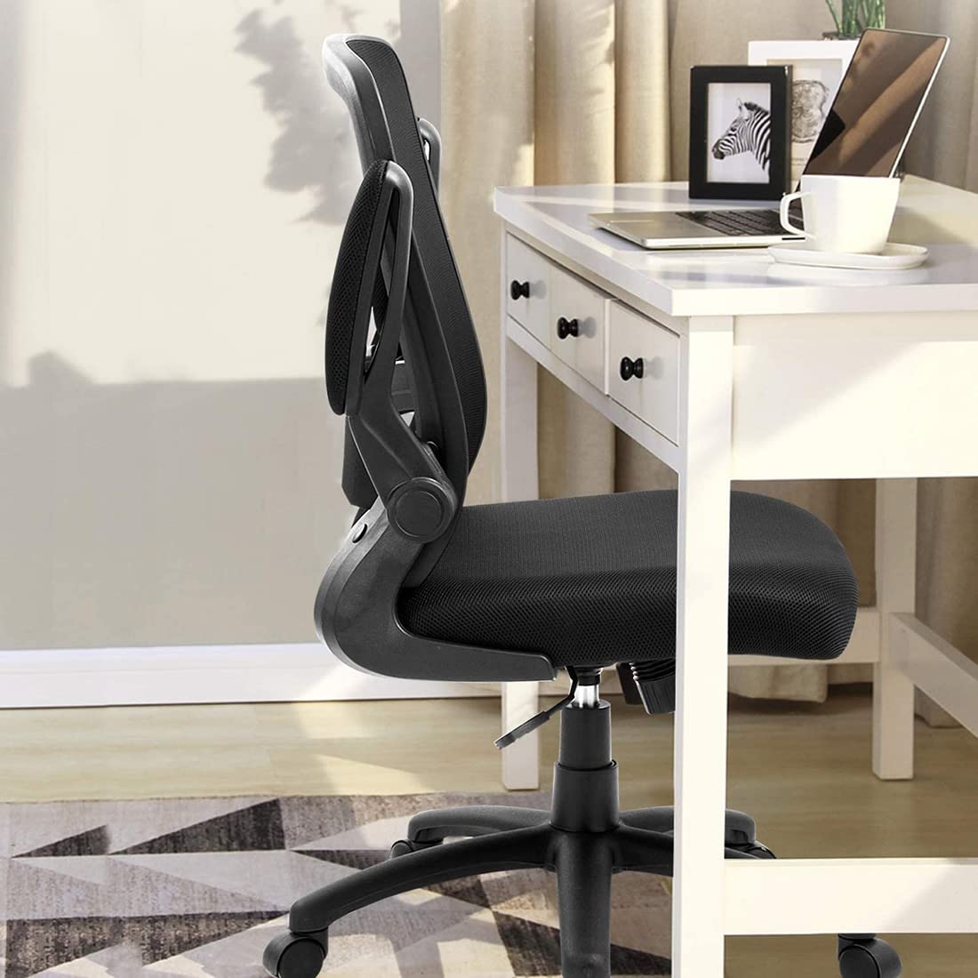 Ergonomic Office Chair with Adjustable Height & Lumbar Support - High Back Mesh Computer Chair with Flip-Up Armrests for Home Office - 300lb Weight Capacity - Perfect for Long Work Hours & Gaming Sessions