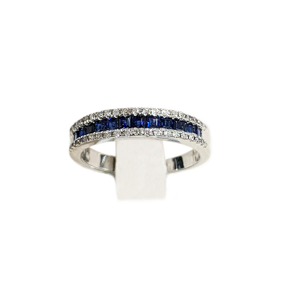 14K White Gold Sapphire Ring for Women - Elegant Stackable Band for Engagement, Wedding, Anniversary & Everyday Wear