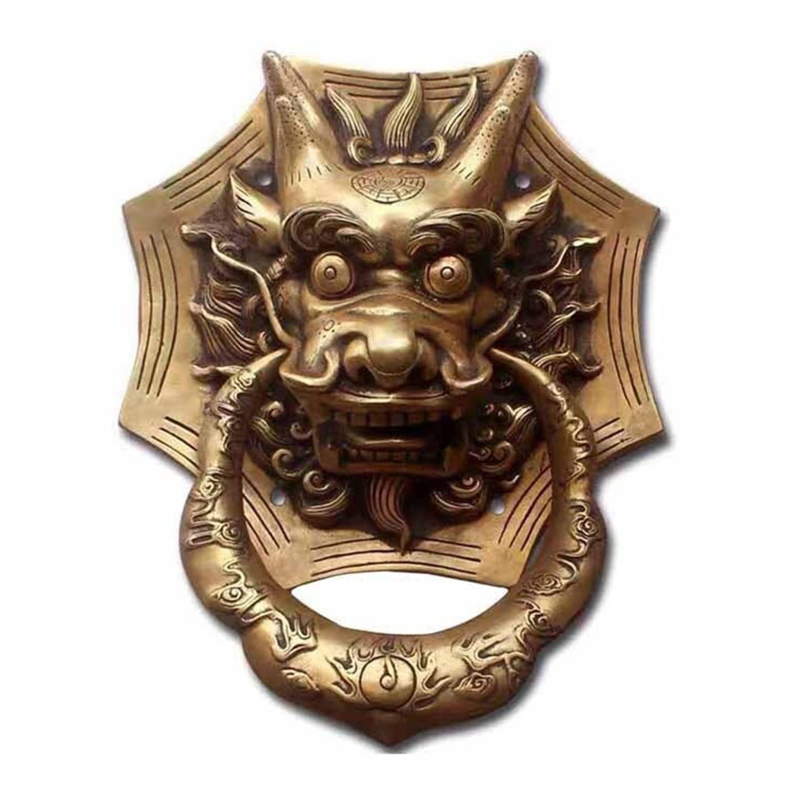 Vintage Brass Dragon Door Knocker for Wood & Composite Doors - Villa & Courtyard Gate Decor