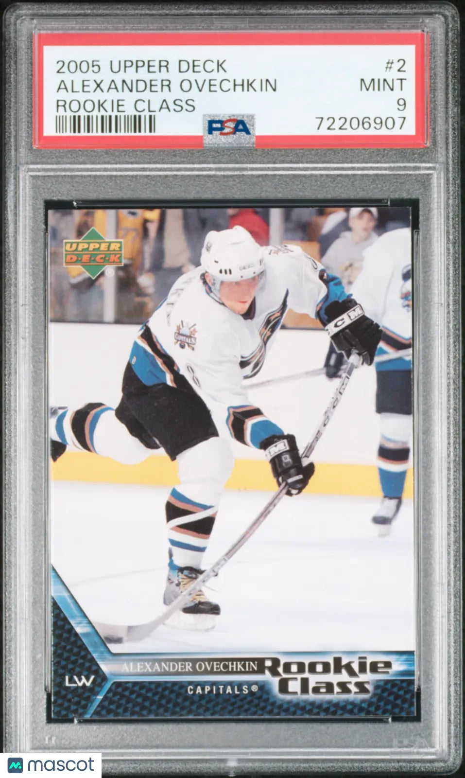 2005-06 Upper Deck Rookie Class Alexander Ovechkin RC PSA 9 Mint Hockey Card - Perfect for NHL Collectors and Washington Capitals Fans Display