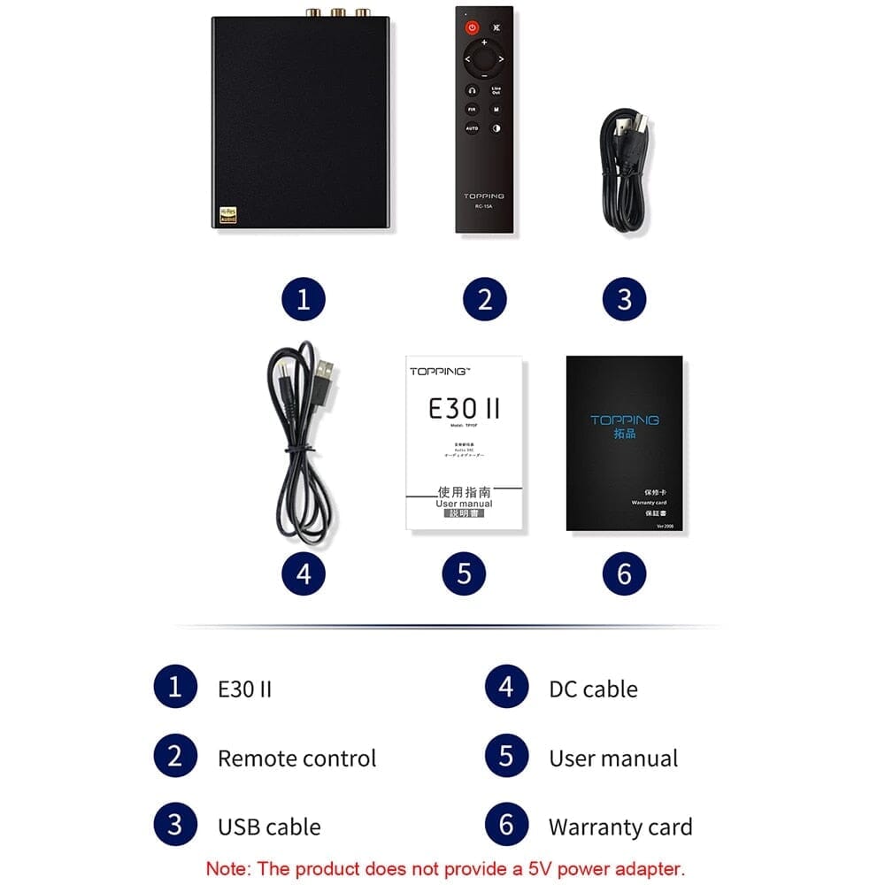 TOPPING E30 II AK4493S DAC Hi-Res Audio Decoder with Remote Control - Perfect for Home Audio & Studio Recording