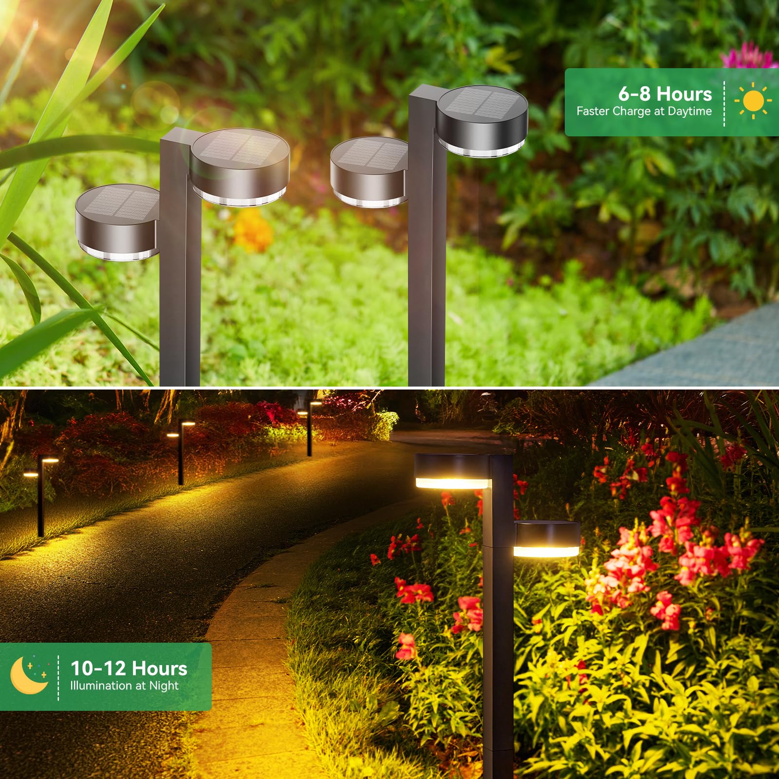 2 Pack Solar Pathway Lights Outdoor - 24 LED Dual-Head Waterproof Solar Garden Lights for Yard, Path, Walkway & Driveway | Bright Landscape Lighting for Patio, Deck & Backyard (Solar Powered)