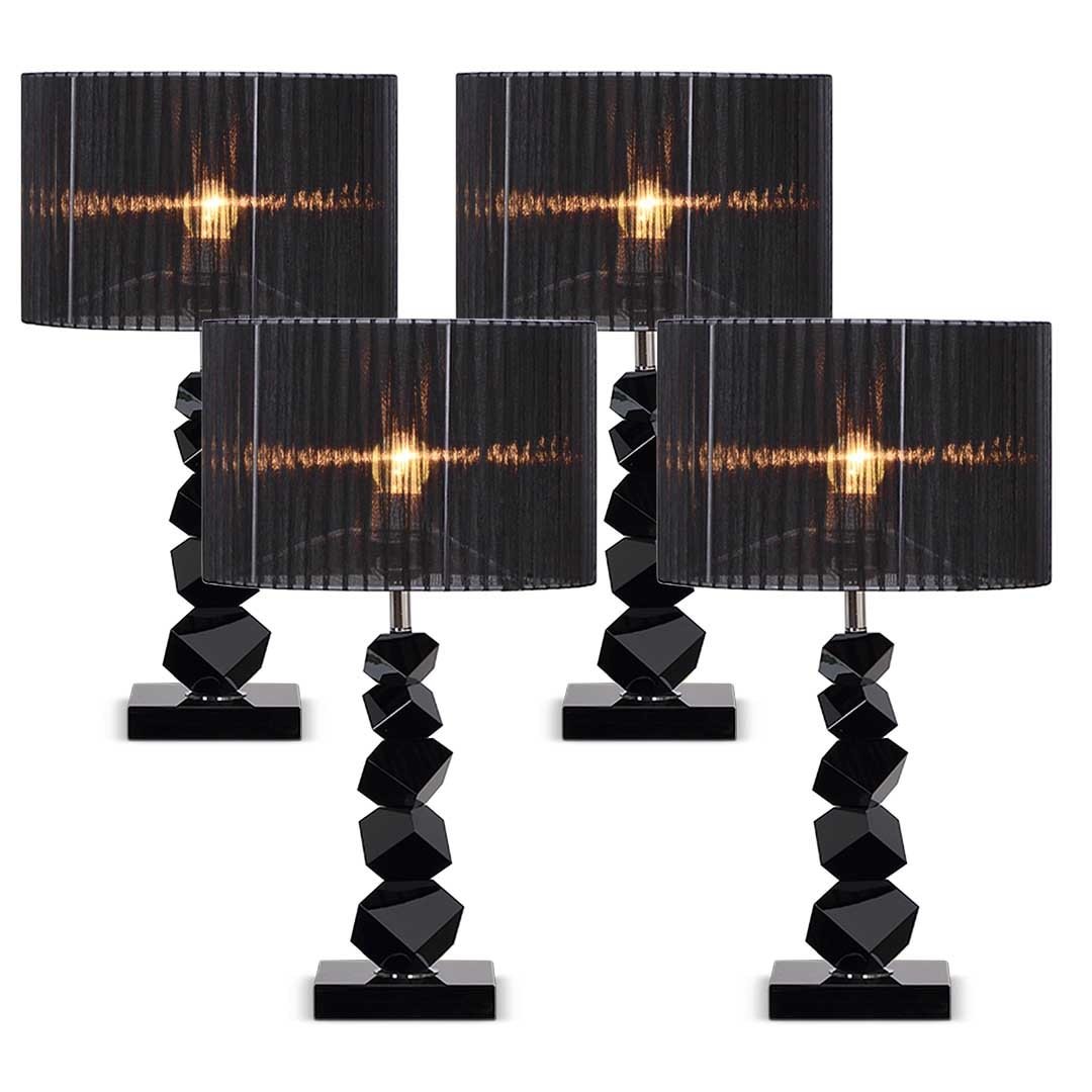 4X 60cm Black Table Lamp with Dark Shade LED Desk Lamp - Modern Lighting for Home Office, Bedroom & Study Room - Energy Efficient LED Light for Reading & Working