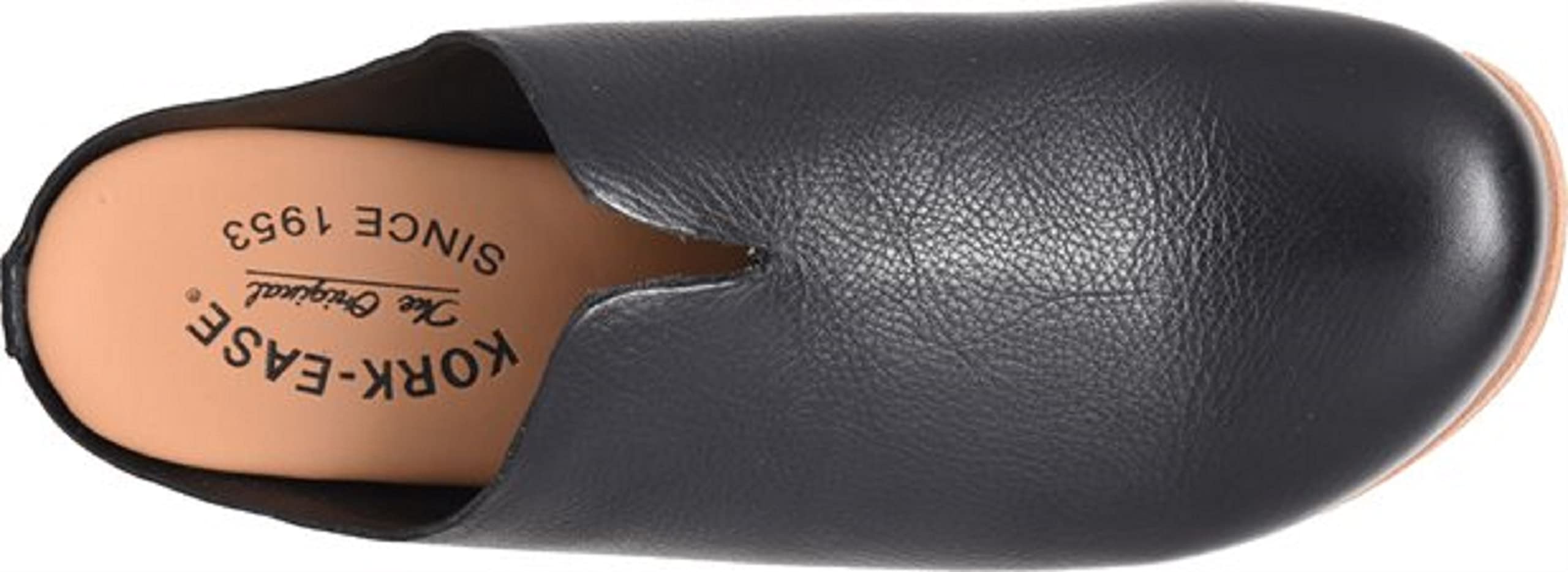 KORK-EASE Women's Slip-On Leather Clog Flats - Comfortable Cushioned Footbed - Perfect for Nurses, Teachers & Healthcare Workers (Black, Size 7)