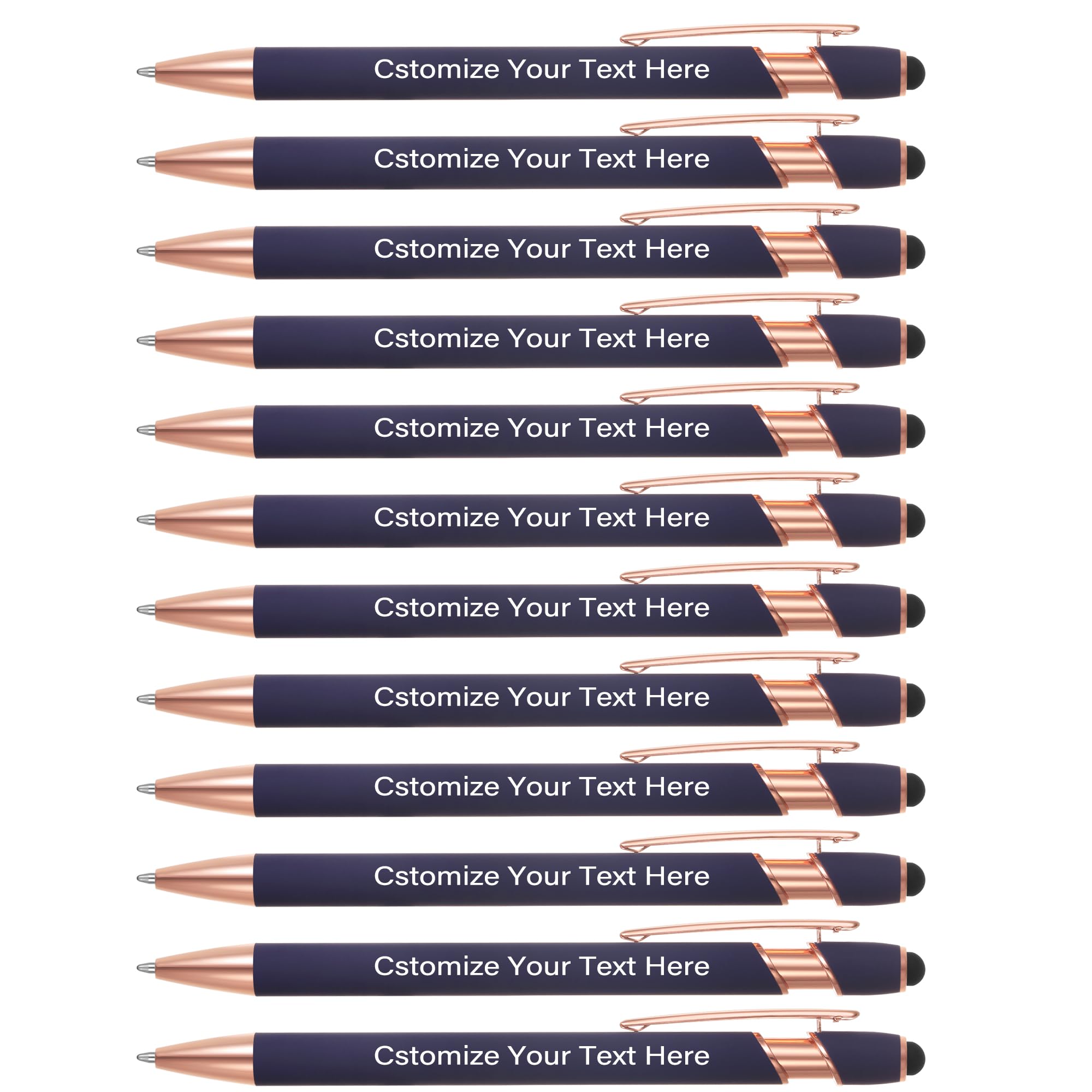 150 Pcs Custom Ballpoint Pens with Stylus Tip - Free Engraving, Black Ink Personalized Pens for Office, Business & School - Bulk Promotional Pens for Anniversaries & Corporate Gifts (Dark Blue) | Perfect for Meetings, Branding Events & Employee Appreciation