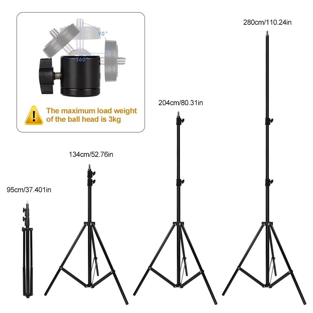 Heavy Duty 9.5ft Adjustable Light Stand with Spring Cushion - Professional Photography Tripod for Studio Speedlights, Ring Lights & Flash Equipment | Perfect for Portrait, Product & YouTube Video Lighting