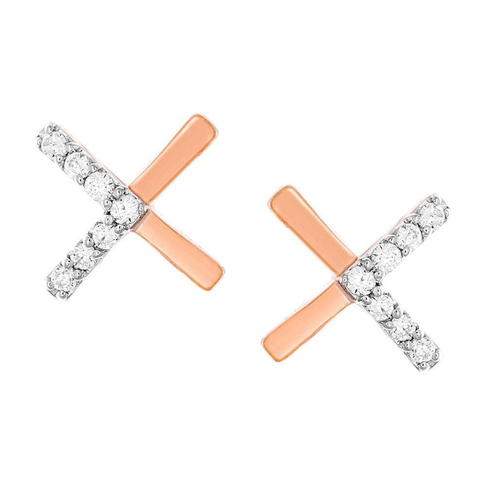 9ct Rose Gold 0.05 Carat Diamond Stud Earrings with 14 Brilliant Cut Diamonds - Perfect for Weddings, Anniversaries & Special Occasions