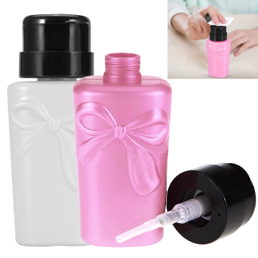 230ML Empty Plastic Pump Dispenser Bottle (2PCS) - Portable Nail Polish Remover & Art Tool for Salon, Home & Travel Use
