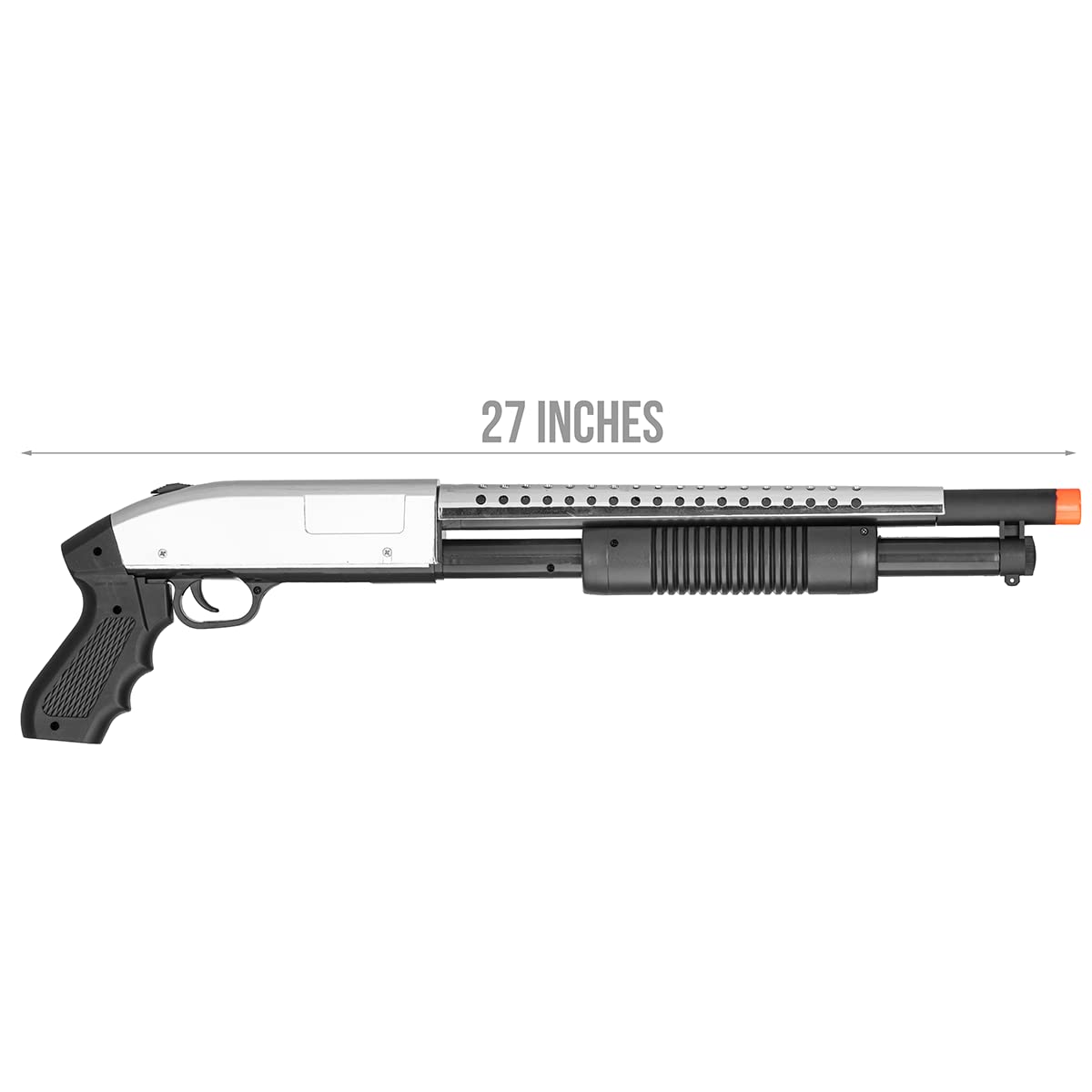 Silver Spring Single Shot Airsoft Shotgun - Compact Black Spring-Powered Airsoft Pistol for Target Practice & Outdoor Shooting Games