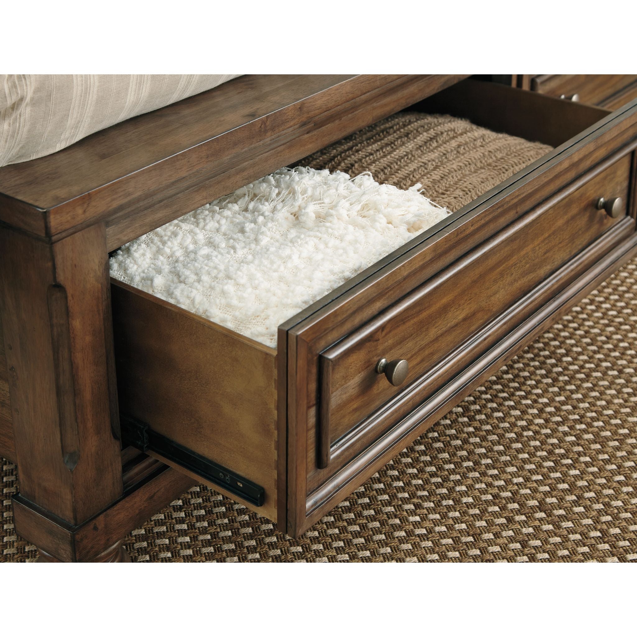 Baymore Queen Size Panel Bed with Storage Drawers - Modern Wooden Bed Frame with Underbed Storage for Small Spaces - Perfect for Bedrooms, Apartments & Guest Rooms