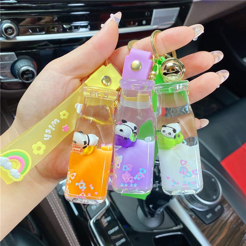 HSYHERE Floating Panda Sand Bottle Keychain - Cute Moving Sand Art for Girls & Women, Stress Relief Toy, Unique Gift for Kids & Teens - Perfect for Home, Office, Car Decor and Anxiety Relief