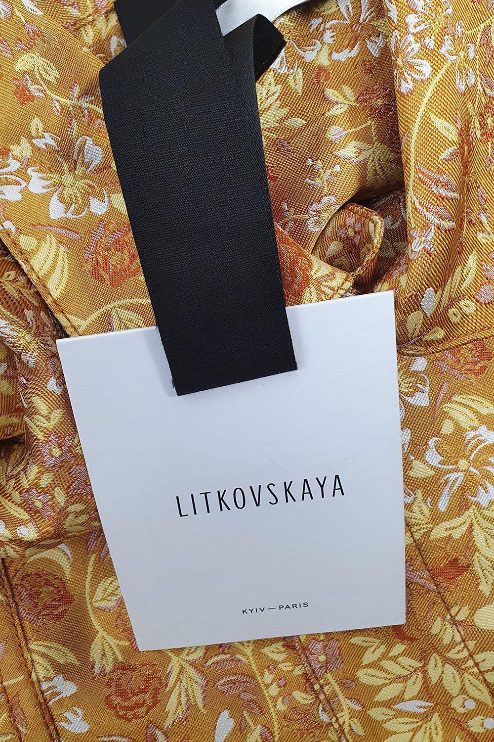 LITKOVSKAYA Women's Rising Sun Yellow Silk Blend Floral Print Jacket - Size 36 (UK 10 | US 6) - Elegant Spring & Summer Outerwear for Casual Outings, Weddings & Special Occasions