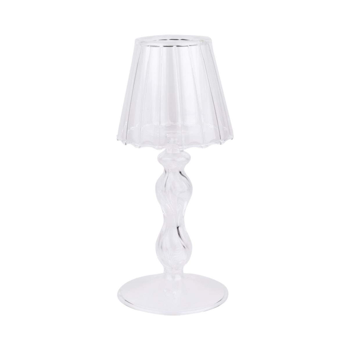 BESPORTBLE Glass Tea Light Candle Holder - Elegant Desk Lamp Shape Candle Stand for Wedding, Valentine's Day & New Year Decor | Perfect as Table Centerpiece for Dining Room, Romantic Dinner & Home Decor