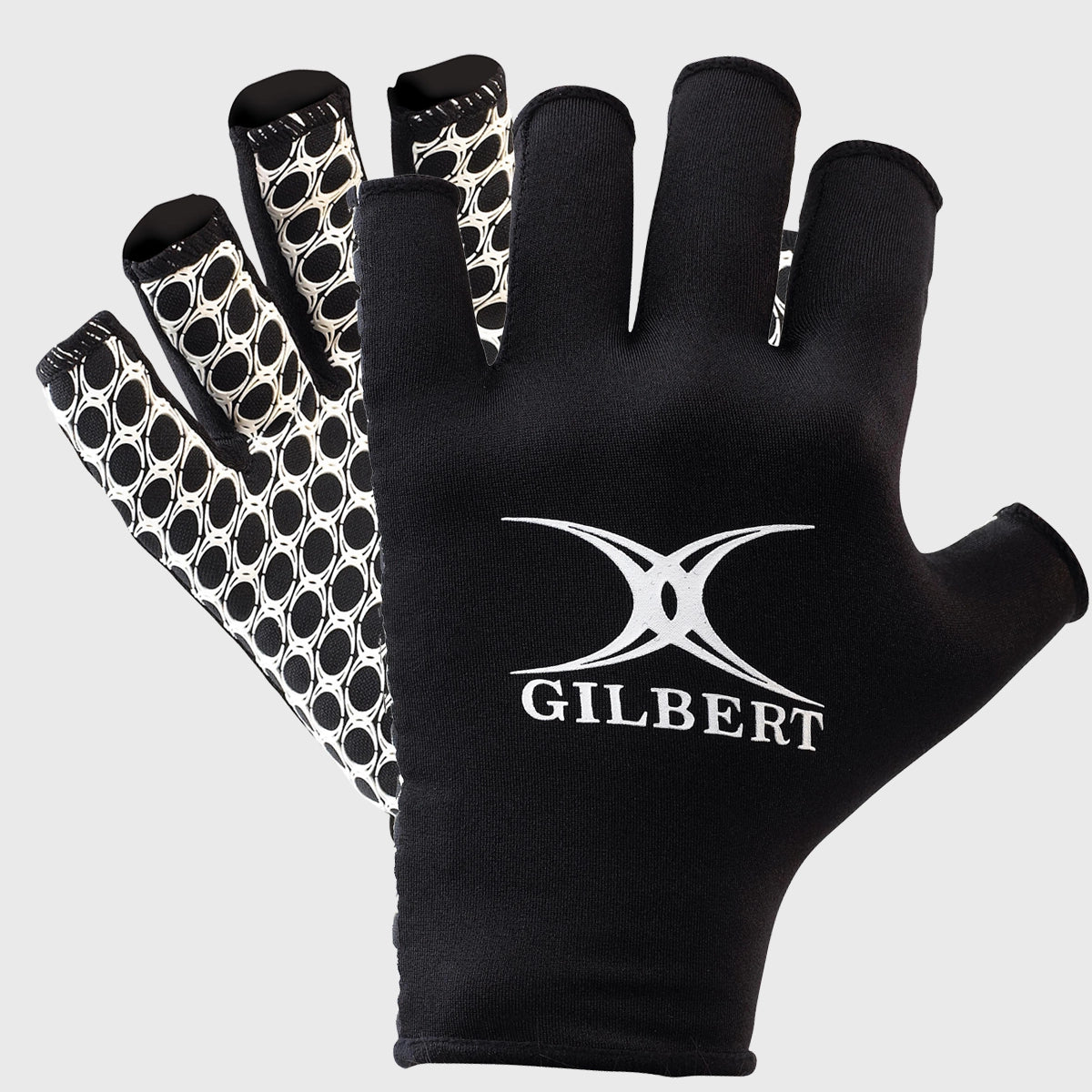 Gilbert International Rugby Grip Mitt - Black/White Training Gloves for Rugby Players - Perfect for Match Practice & Gym Workouts
