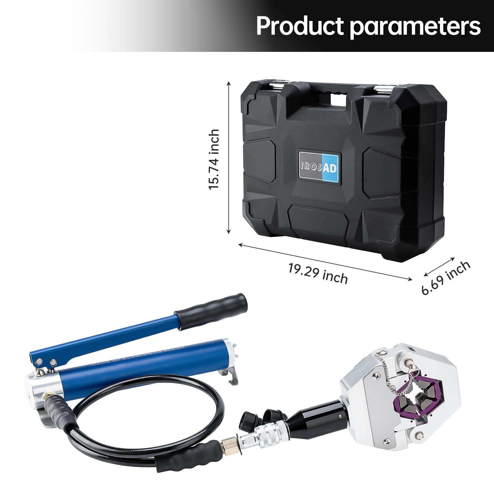 IBOSAD Hydraulic Hose Crimper Kit - Manual A/C Hose Crimper Tool for Air Conditioning Repair | Handheld Hydra-Krimp 71500 with Split Manual Pump | Perfect for HVAC, Automotive & Industrial Applications