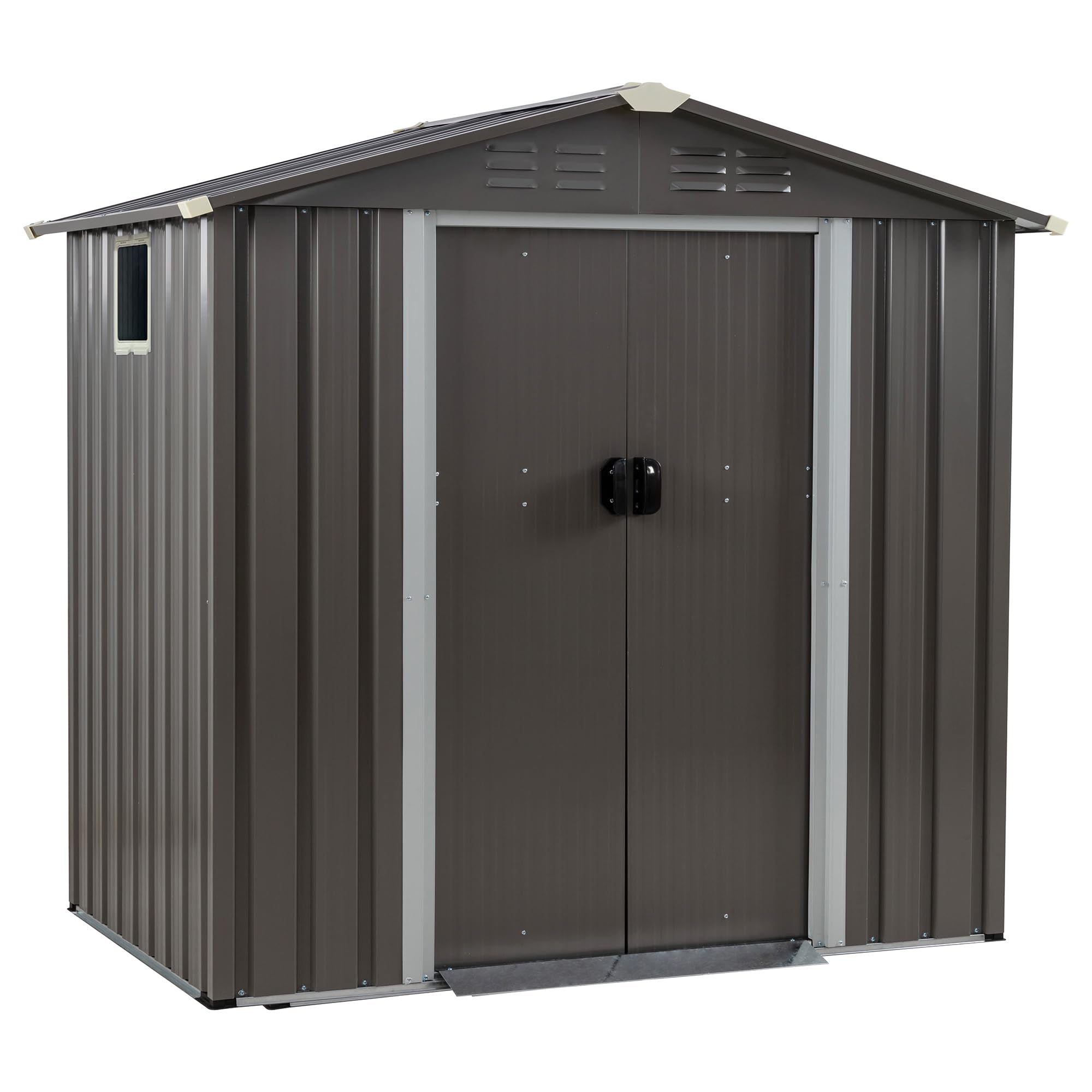 6x4 FT Waterproof Outdoor Metal Garden Storage Shed with Lockable Double Doors - Weather Resistant Steel Tool Shed for Patio, Lawn & Backyard Organization (Gray) | Perfect for Storing Gardening Tools, Lawn Equipment & Seasonal Decor