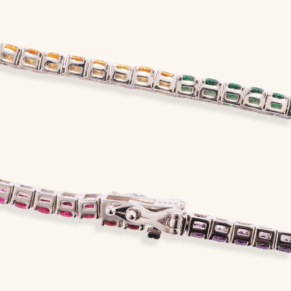 Elegant Rainbow Tennis Bracelet for Women - 14K Gold Plated Cubic Zirconia Stackable Bracelet - Perfect for Weddings, Parties & Everyday Wear
