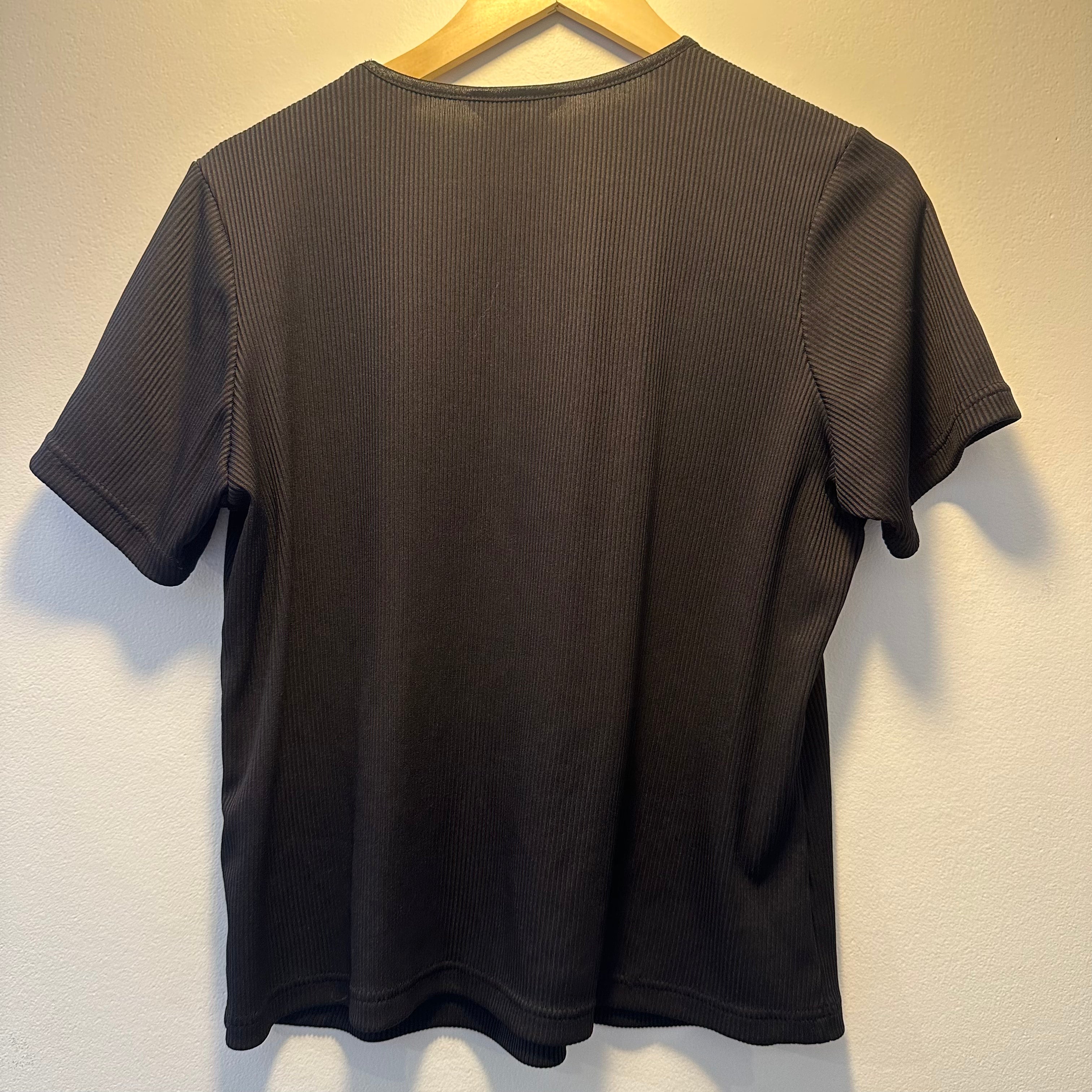 Black Ribbed T-Shirt for Women | Slim Fit Short Sleeve Cotton Top | Perfect for Casual Wear, Layering & Everyday Outfits