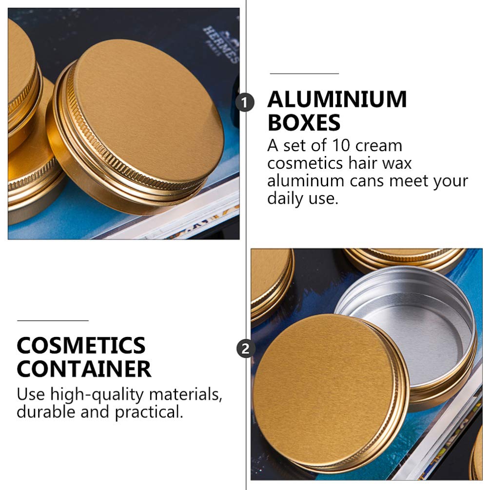 DOITOOL 10-Piece Gold Threaded Aluminum Round Candy Storage Tins with Lids - Airtight Containers for Sweets, Tea, Creams & Travel Essentials - Perfect for Home, Office & Gifts