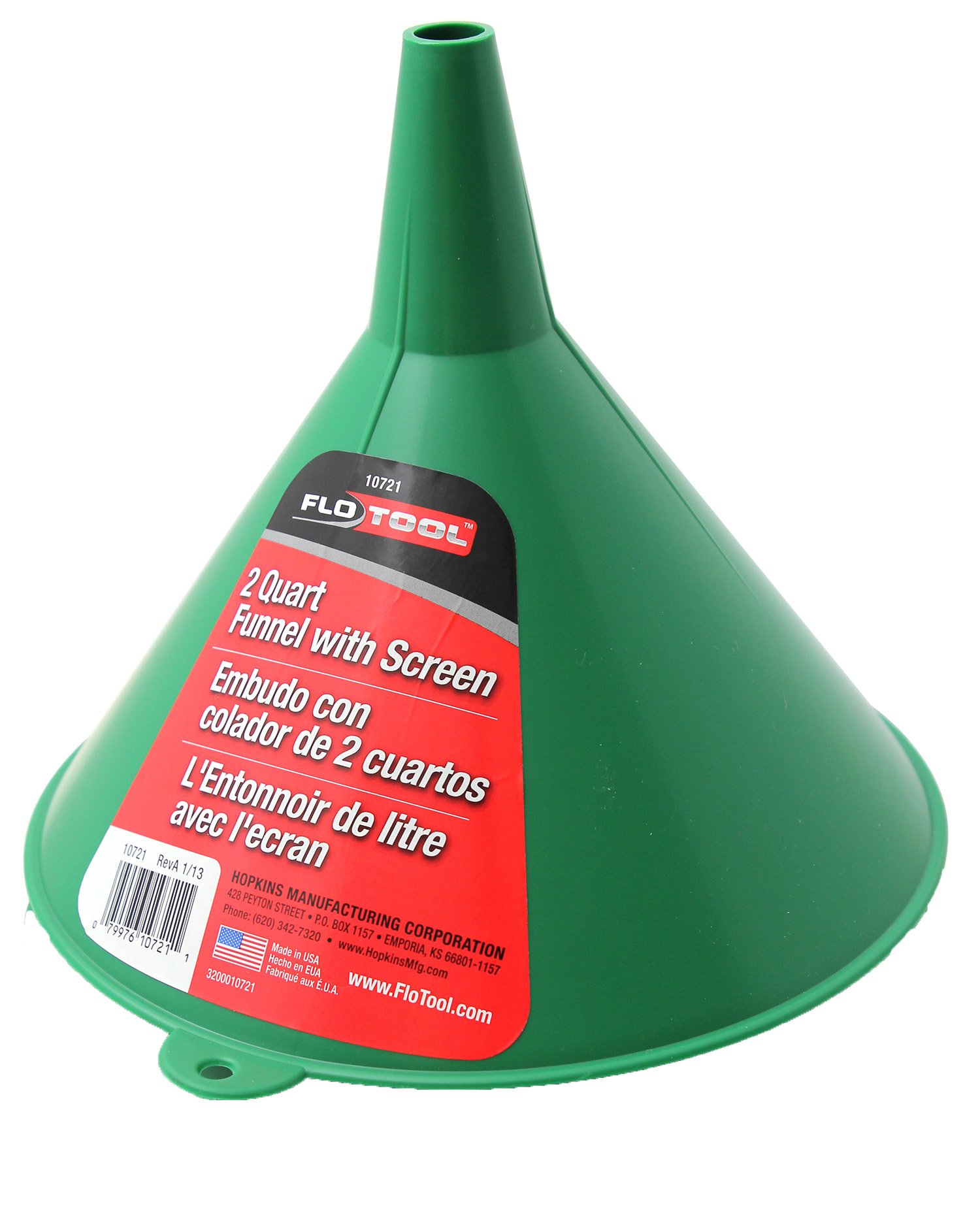 FloTool 10721 2 Quart Funnel with Screen - Heavy Duty Metal Strainer for Automotive Oil, Cooking, and DIY Projects