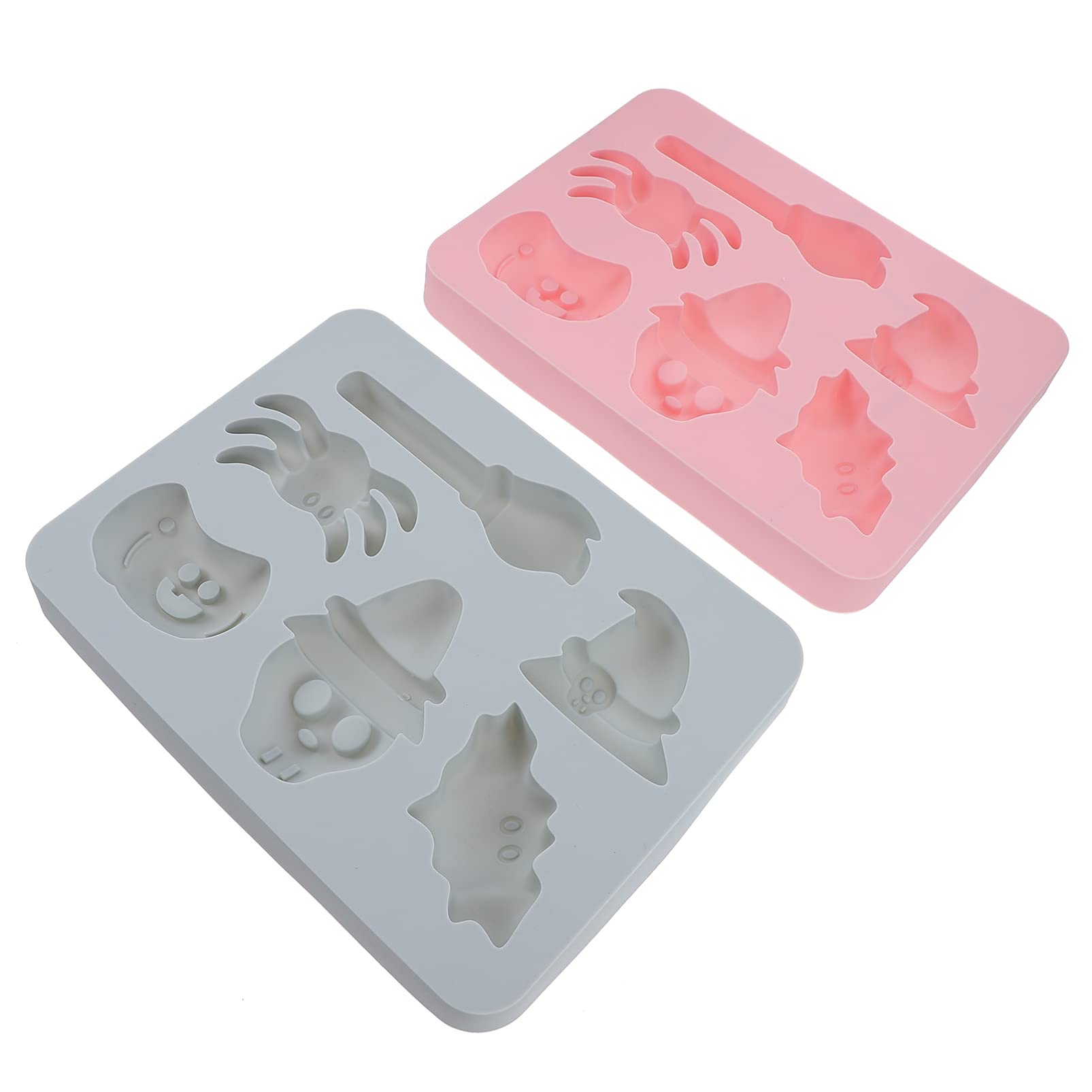 Angoily 2-Piece Halloween Silicone Mold Set - Witch Hat & Bat Ice Cube Trays for Baking, Chocolate, Fondant, and DIY Crafts | Perfect for Halloween Party Decorations, Cupcake Toppers, and Spooky Treats
