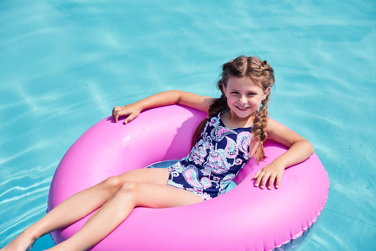 Girls' Striped Rainbow One Piece Swimsuits | Cute Bathing Suit for Beach, Pool & Summer Vacation | UV Protection Swimwear