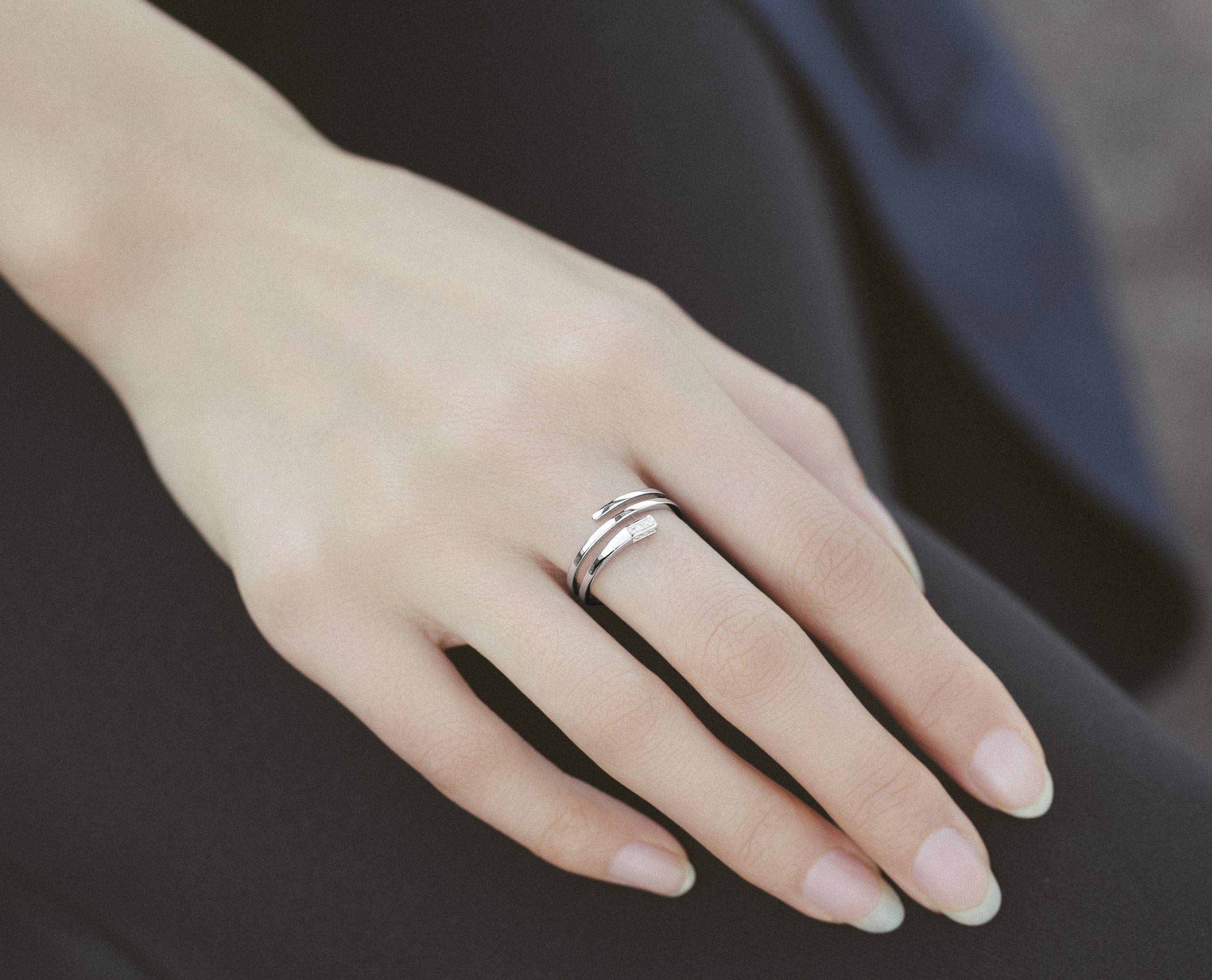 14K White Gold Rectangle Engagement Ring with Diamond - Minimalist Wedding Band, Handmade Promise Ring, April Birthstone Jewelry - Perfect for Proposals, Anniversaries, and Special Occasions
