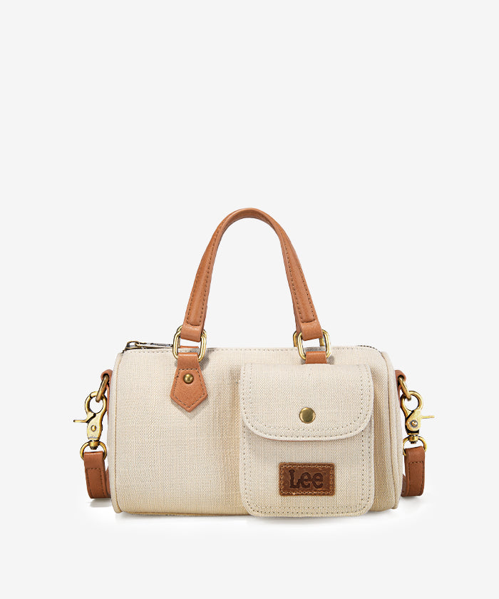 LEE Denim Canvas Barrel Satchel Top Handle Crossbody Bag for Women - Stylish Shoulder Purse for Work, Travel & Everyday Use