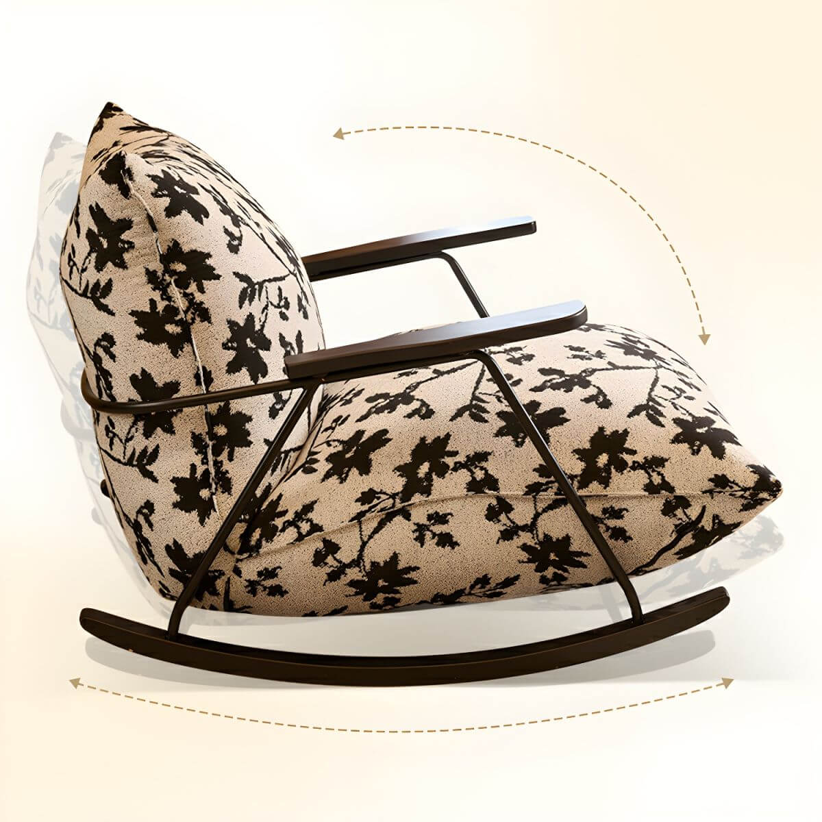 Modern Indoor Rocking Chair with Comfortable Pillow Back, Sturdy Track Arms & Black Metal Legs - Perfect for Nursery, Living Room & Relaxation Spaces