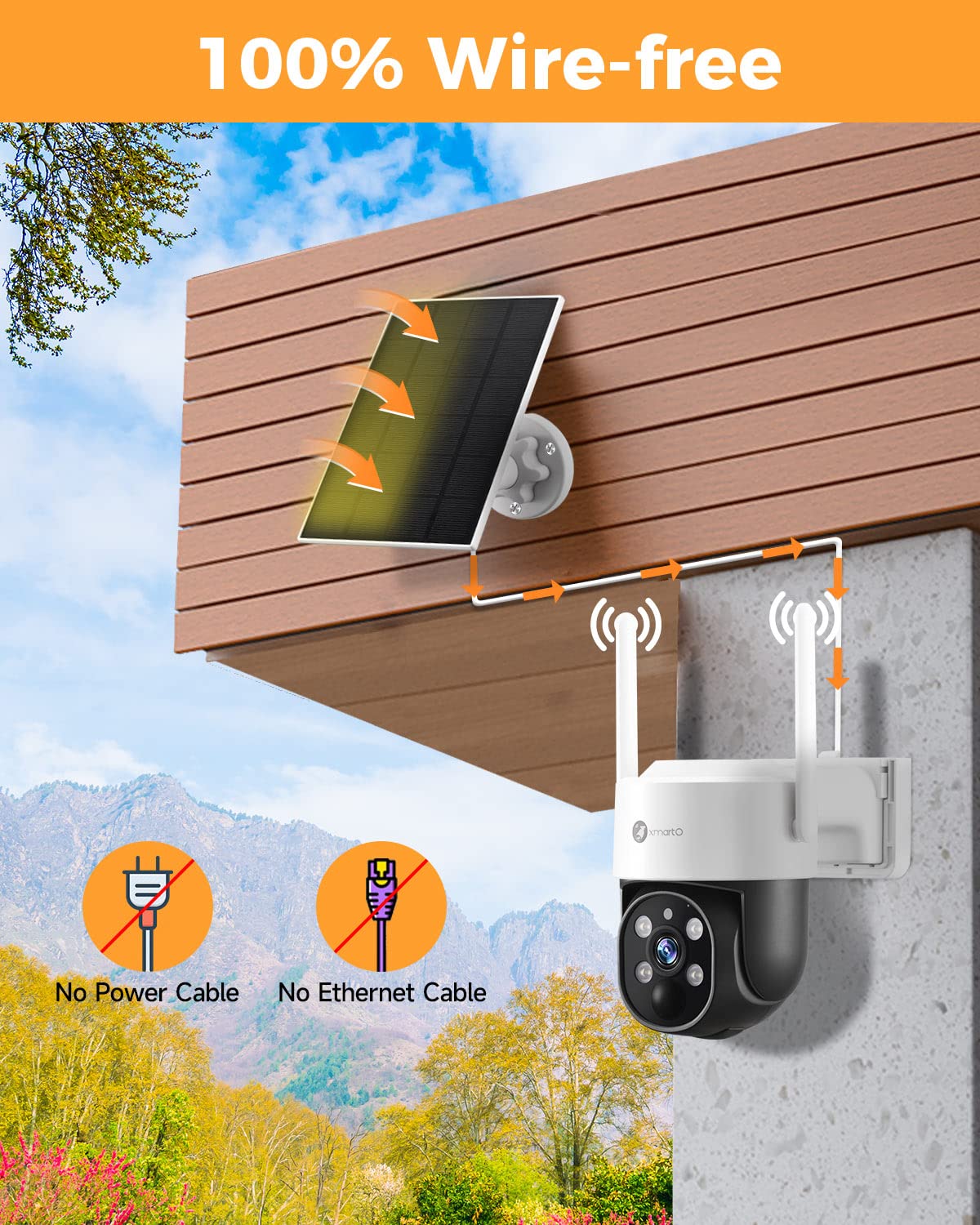 XMARTO 100% Wire-Free Solar PTZ Home Security Camera System - 4-Pack 2K 4MP QHD Wireless CCTV Kit with 4K 10CH Expandable WiFi NVR & 90-Day Video Storage | All-Weather Solar Powered for 24/7 Outdoor Surveillance - Perfect for Home, Business, Yard & Property Monitoring