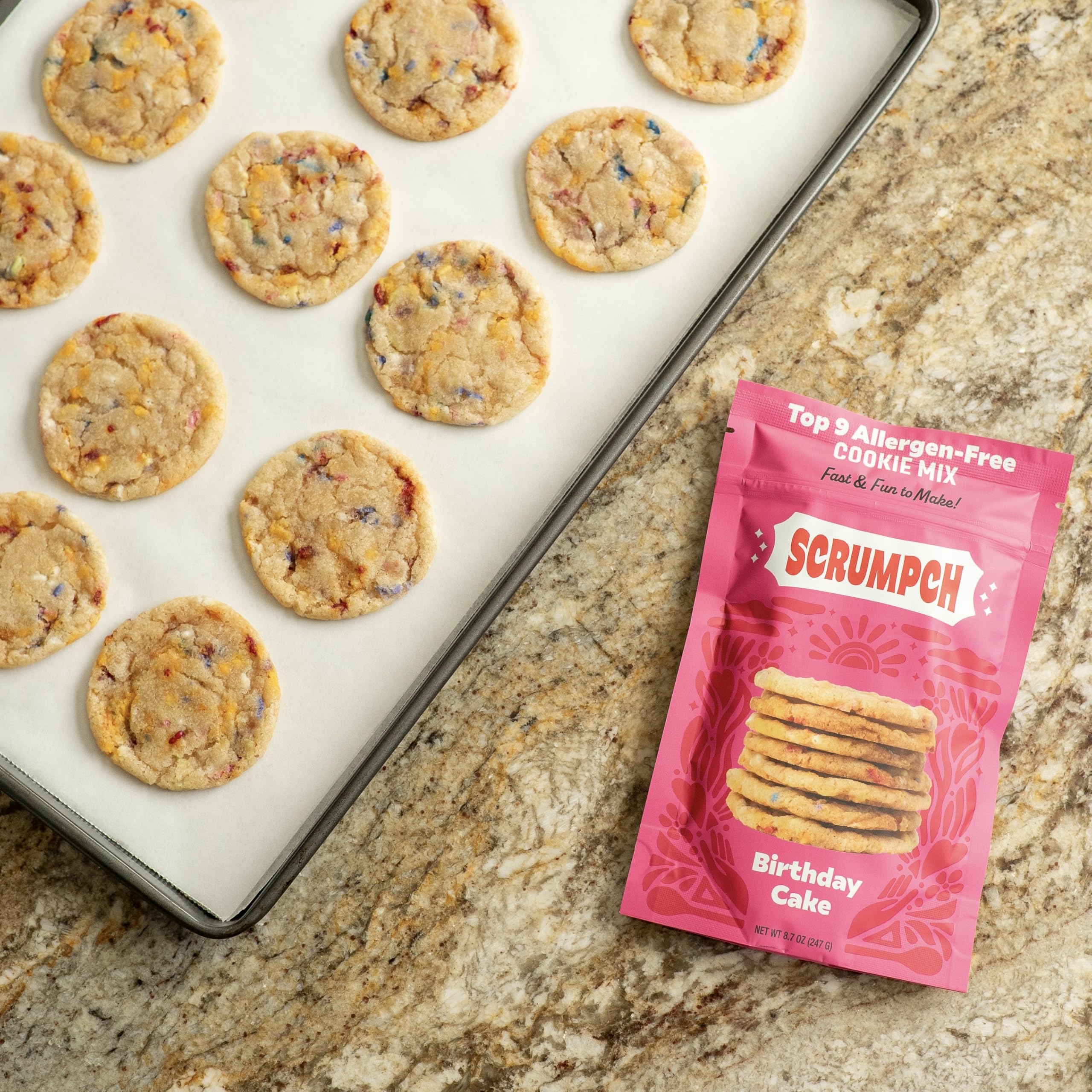 Scrumpch Holiday Cookie Mix Variety Pack - Birthday Cake, Cinnamon Snickerdoodle & Buttery Sugar (3-Pack) | Gluten-Free, Vegan, Allergen-Free Baking Mix | Perfect for Christmas Gifts, Party Favors & Family Baking
