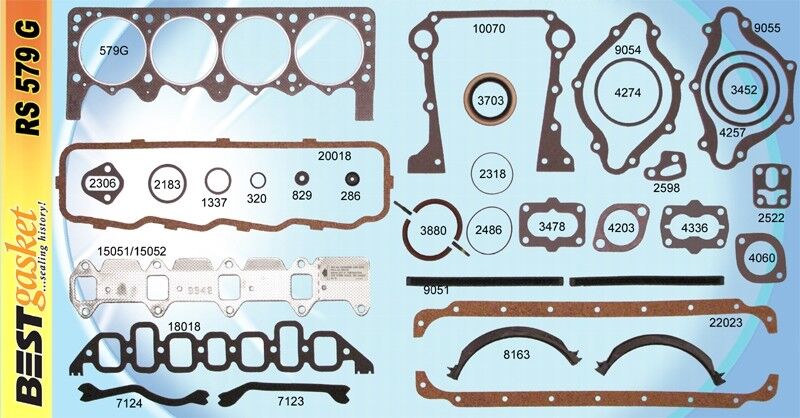 Dodge Plymouth 277 301 303 313 318 326 Full Engine Gasket Set Kit - Compatible with 1956-66 Models - Perfect for Engine Rebuilds & Restoration Projects