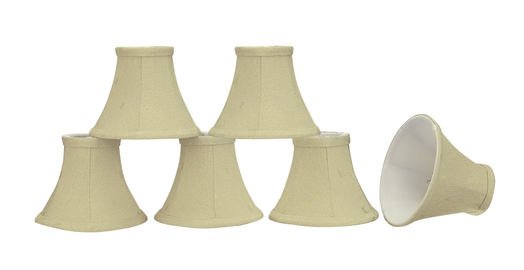 Aspen Creative 6-Pack Small Bell Chandelier Clip-On Lamp Shades - Transitional Camel Design, 6