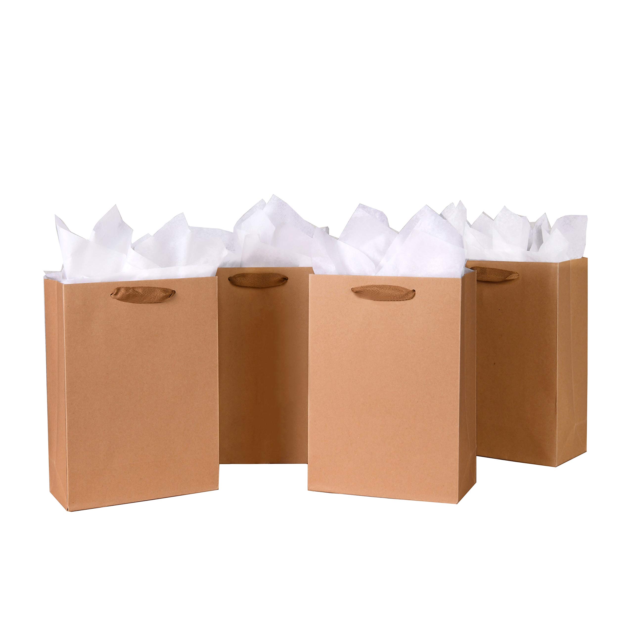 SHIPKEY 20 Pack Kraft Paper Bags 8x4x11 Inches - Eco-Friendly Brown Gift Bags with Handles for Shopping, Retail, Parties & Events | Durable Medium Size Paper Bags for Gifts, Favors & Packaging