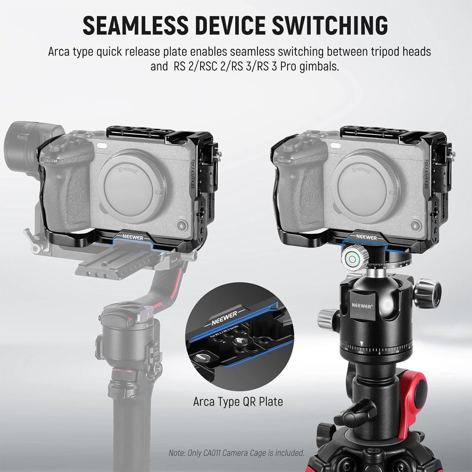 NEEWER CA011/CA024 Camera Cage for Sony FX3/FX30 - Professional Aluminum Alloy Rig for Videography & Filmmaking - Perfect for Vlogging, YouTube, and Cinema Production