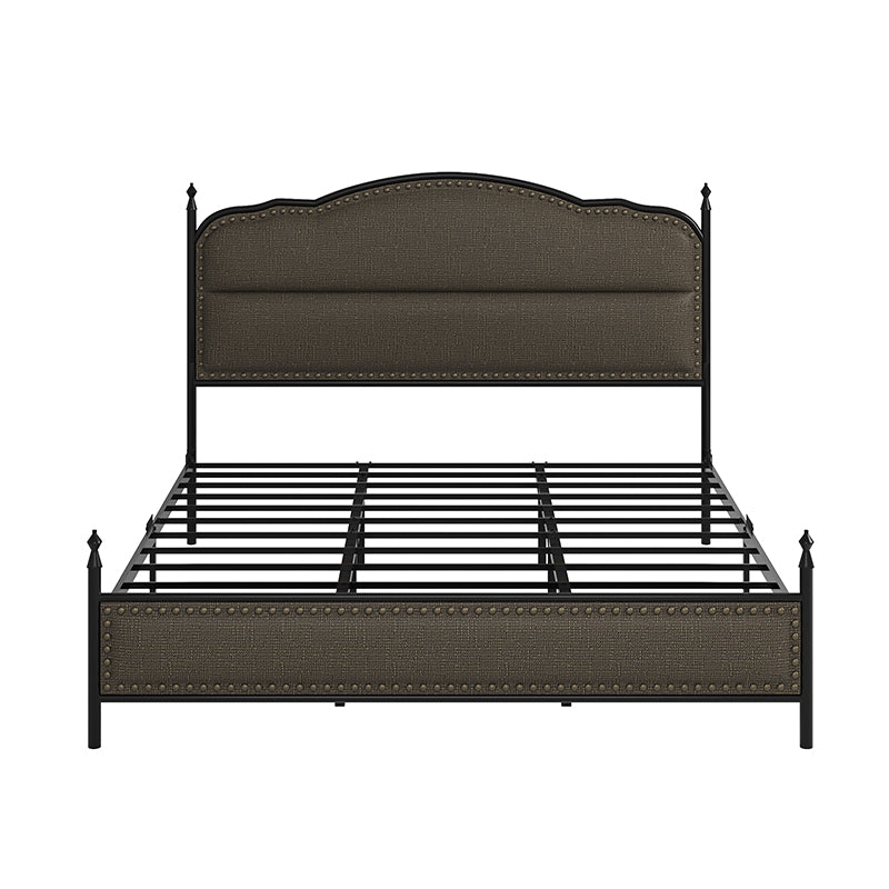 Ernesto 61 Industrial King & Queen Size Platform Bed Frame - Modern Metal & Wood Design for Bedroom, Guest Room, Loft or Studio Apartment