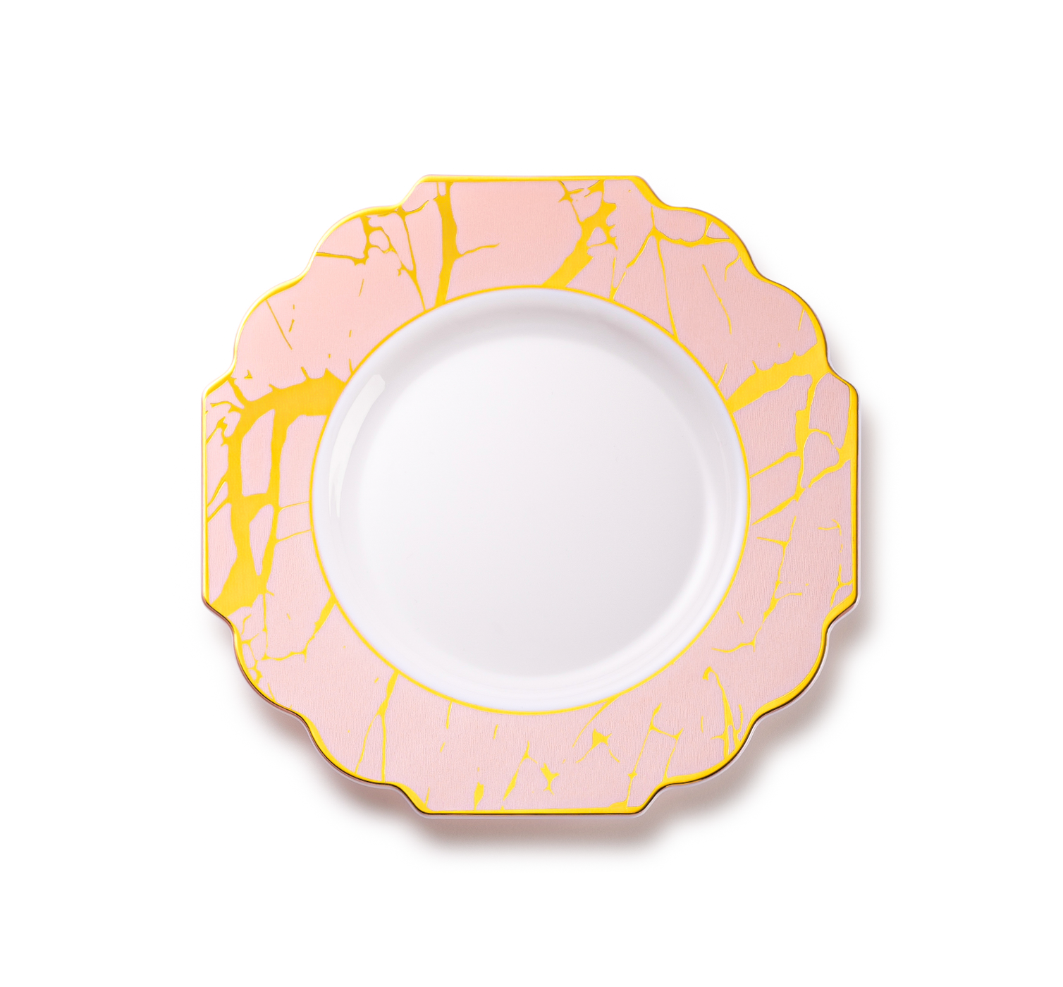 10-Pack Pink and Gold Marble Plastic Plates - Elegant Disposable Dinnerware for Parties, Weddings & Special Events