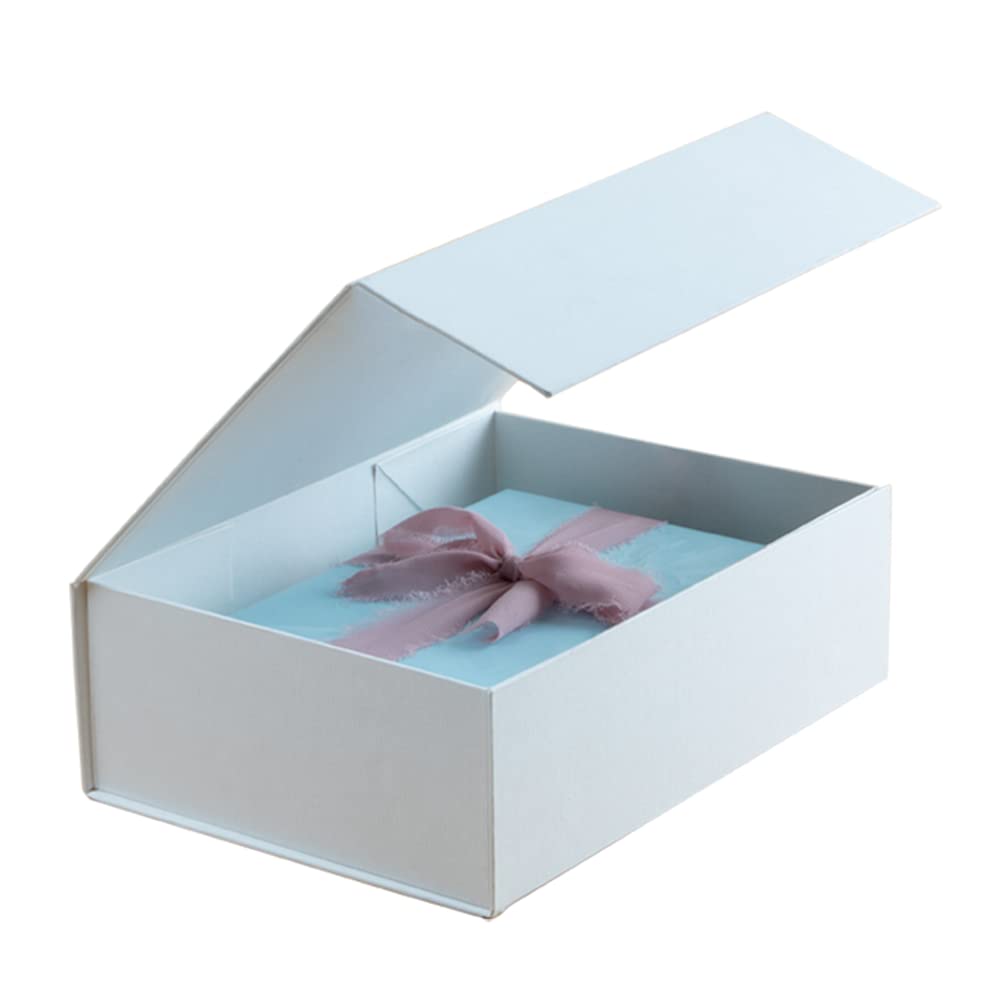 QTYORD 13x4.73x9.85 Inch White Magnetic Closure Wedding Gift Box - Reusable Foldable Storage Box for Groomsmen & Bridesmaid Proposals, Party Favors, Jewelry Packaging (Elegant Gift Wrapping Solution)