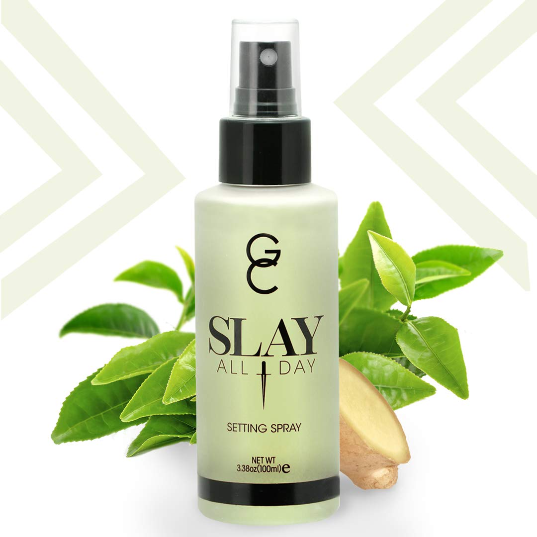 GC Make Up Setting Spray - Gerard Cosmetics Slay All Day Green Tea Scented Oil Control Matte Finish Facial Mist | Makeup Sealer & Primer | Keeps Makeup Fresh All Day | 3.38oz (100ml) | Cruelty Free & USA Made | Perfect for Long Wear, Hot Weather & Photo Shoots