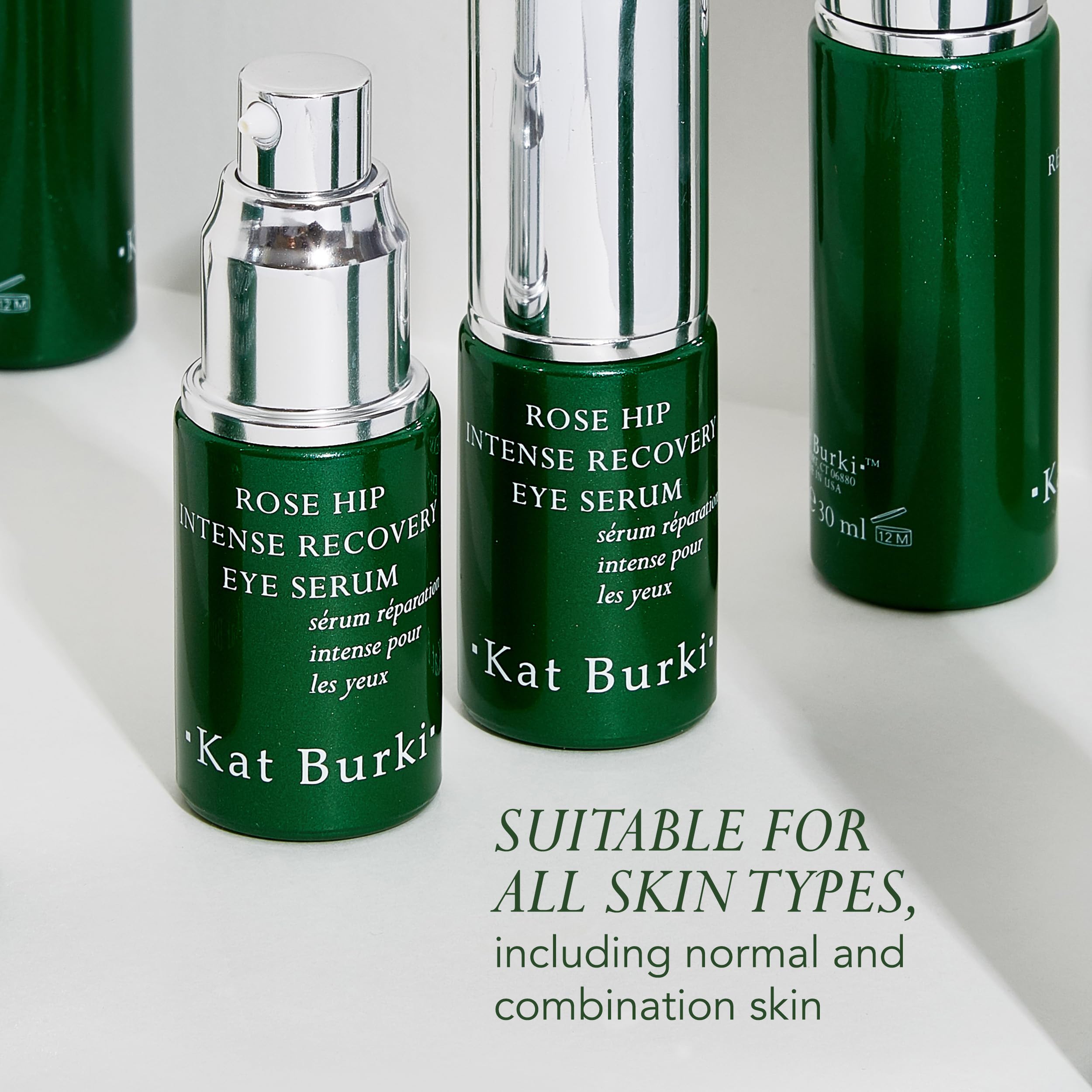 Kat Burki Rose Hip Intense Recovery Anti-Aging Eye Serum - Vitamin C & 1% Encapsulated Retinol for Fine Lines, Puffiness & Dark Circles - 0.5 fl.oz - Perfect for Nighttime Skincare Routine & Travel-Friendly Eye Treatment
