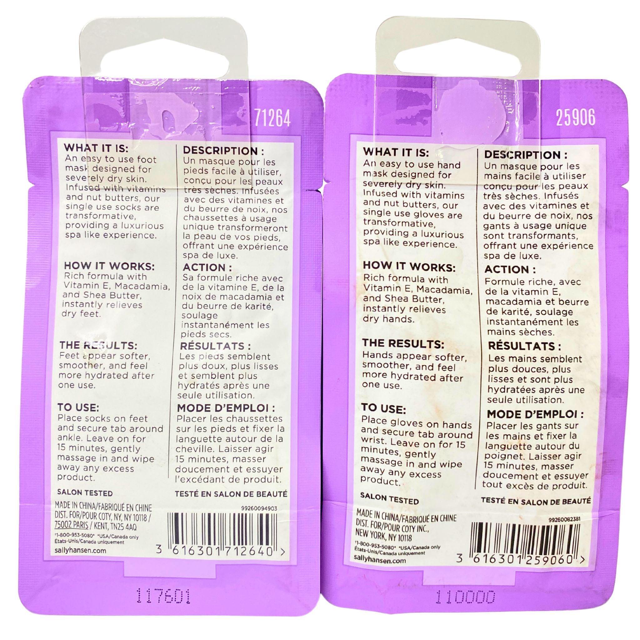 Sally Hansen Hydrating Foot & Hand Mask Spa Set with Macadamia Oil & Shea Butter - 26mL x 55 Pcs - Moisturizing Treatment for Dry Cracked Skin - Perfect for Home Spa Day & Self Care Routine