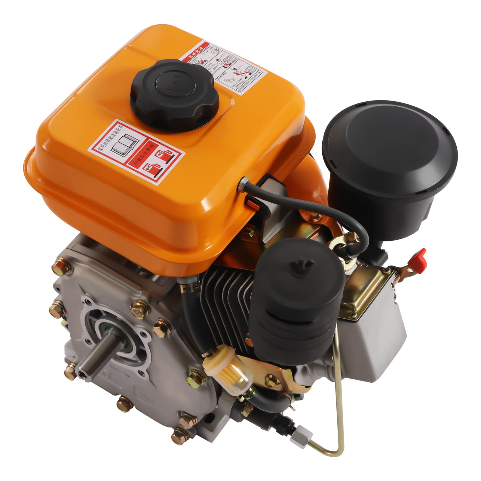 TBVECHI 196cc Single Cylinder Vertical Diesel Engine - 2.2kw Air Cooled with Vortex Oil System for Drainage Machines & Water Pumps (Orange) - Ideal for Agricultural, Construction & Emergency Flood Control Applications
