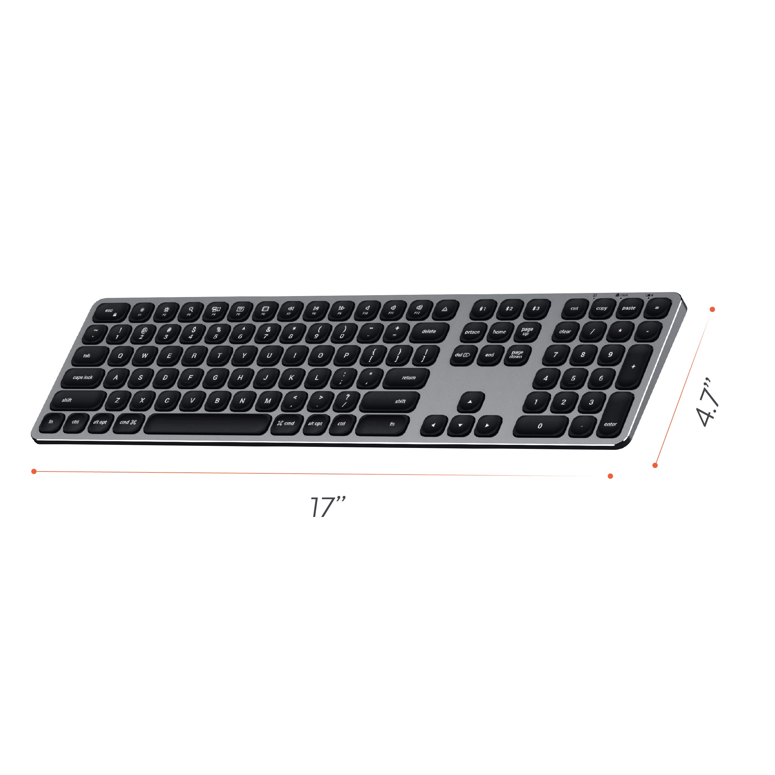 Satechi Aluminum Wireless Keyboard with Numeric Keypad - Compatible with MacBook Pro, Air, iPad Pro & iMac | Slim Bluetooth Keyboard for Home Office & Workspace