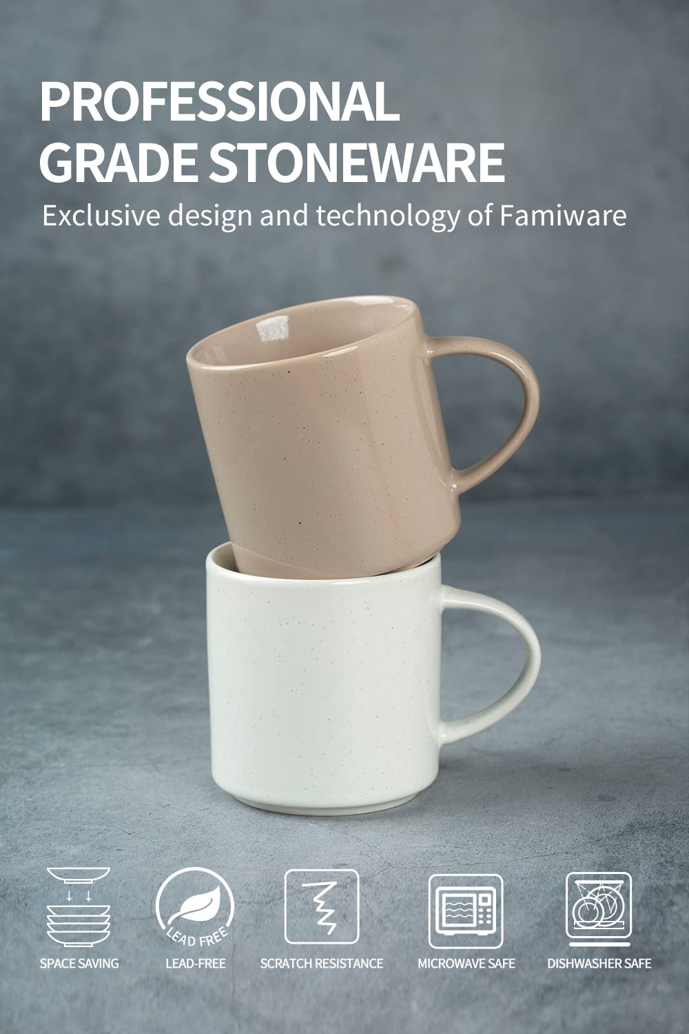 Famiware Nebula 4-Piece 14 oz Coffee Mug Set - Durable Ceramic Mugs with Handle for Coffee, Tea, Hot Chocolate & Milk - Vibrant Multi-Color Design - Perfect for Home, Office, Restaurants & Catering Services