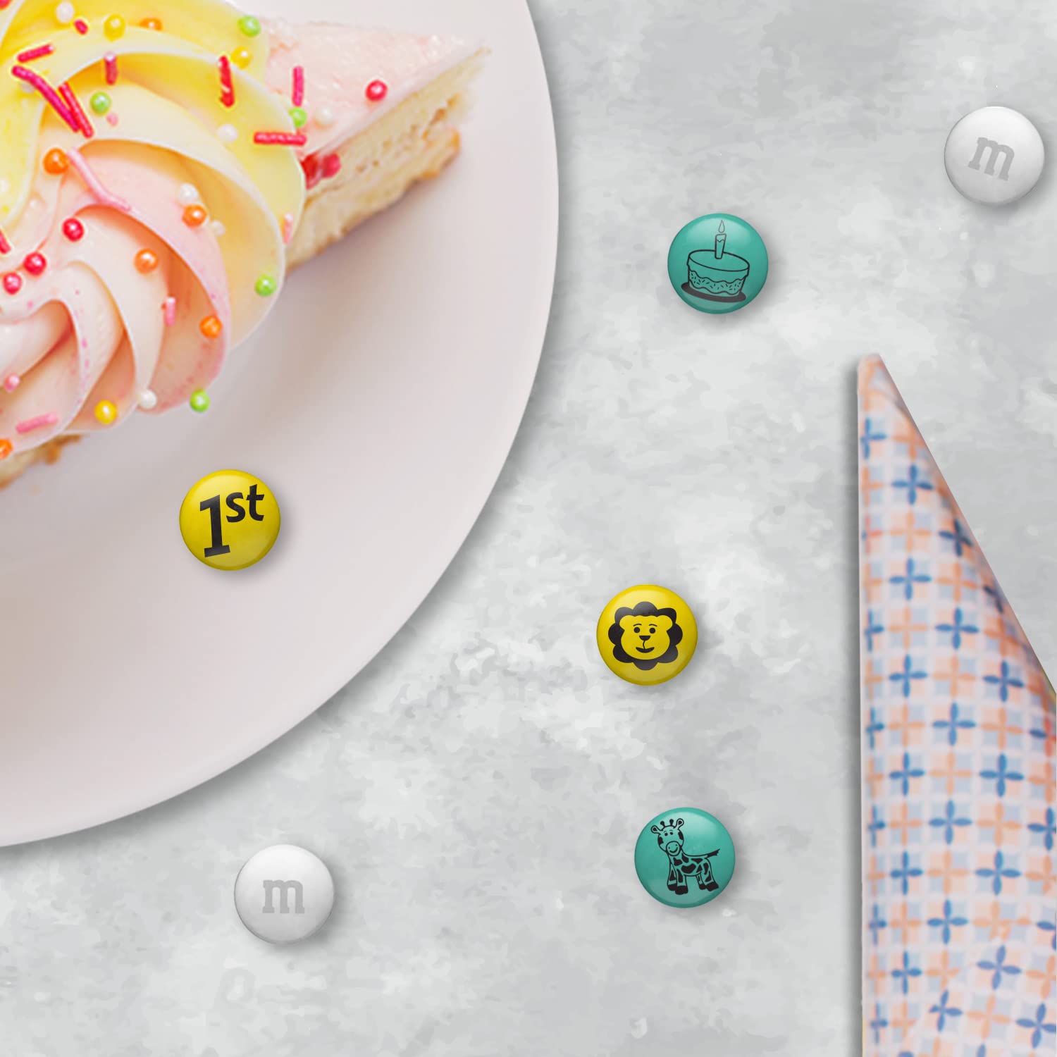 **M&M'S 1st Birthday Milk Chocolate Candy – 5lbs Baby-Themed M&M'S in Aqua, Yellow & White – Perfect for Dessert Tables, Candy Bars & DIY Party Favors – Great for Birthday Celebrations, Baby Showers & Special Events**
