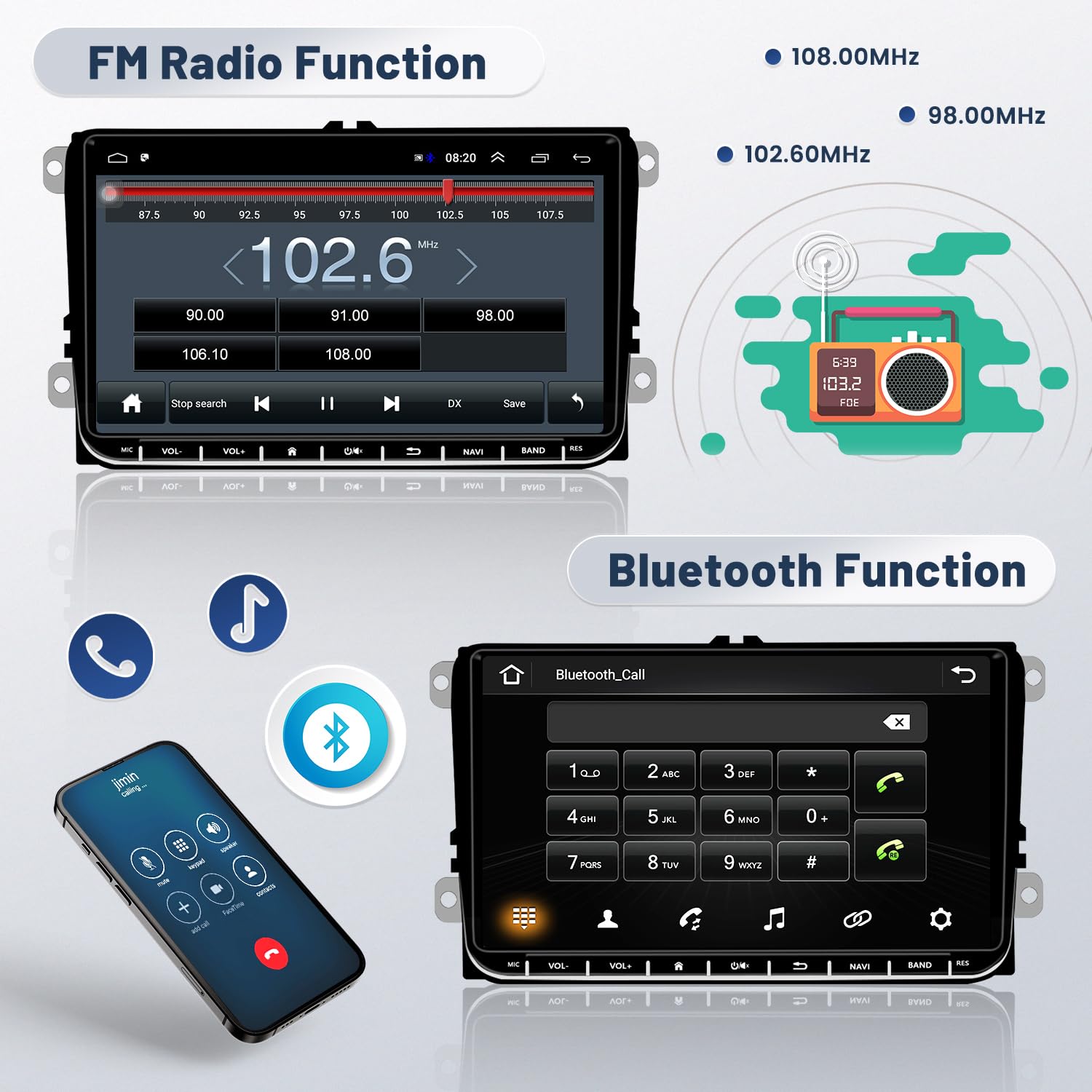 2G+64G Hikity Android 13 Car Stereo for VW Seat Skoda Passat Golf - 9 Inch Touchscreen GPS Navigation Radio with WiFi, FM, SWC, Canbus & Reverse Camera - Perfect for Commuting, Road Trips & Hands-Free Driving