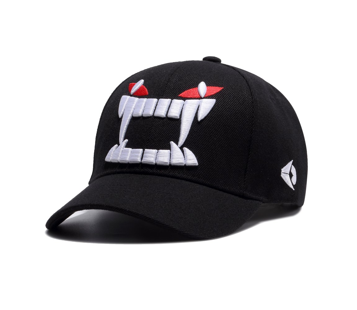 WUKE Halloween Horror Big Teeth Baseball Cap - Adult/Unisex Adjustable Hip-Hop Hat with Embroidery & Curved Brim for Outdoor, Cosplay, and Streetwear Fashion