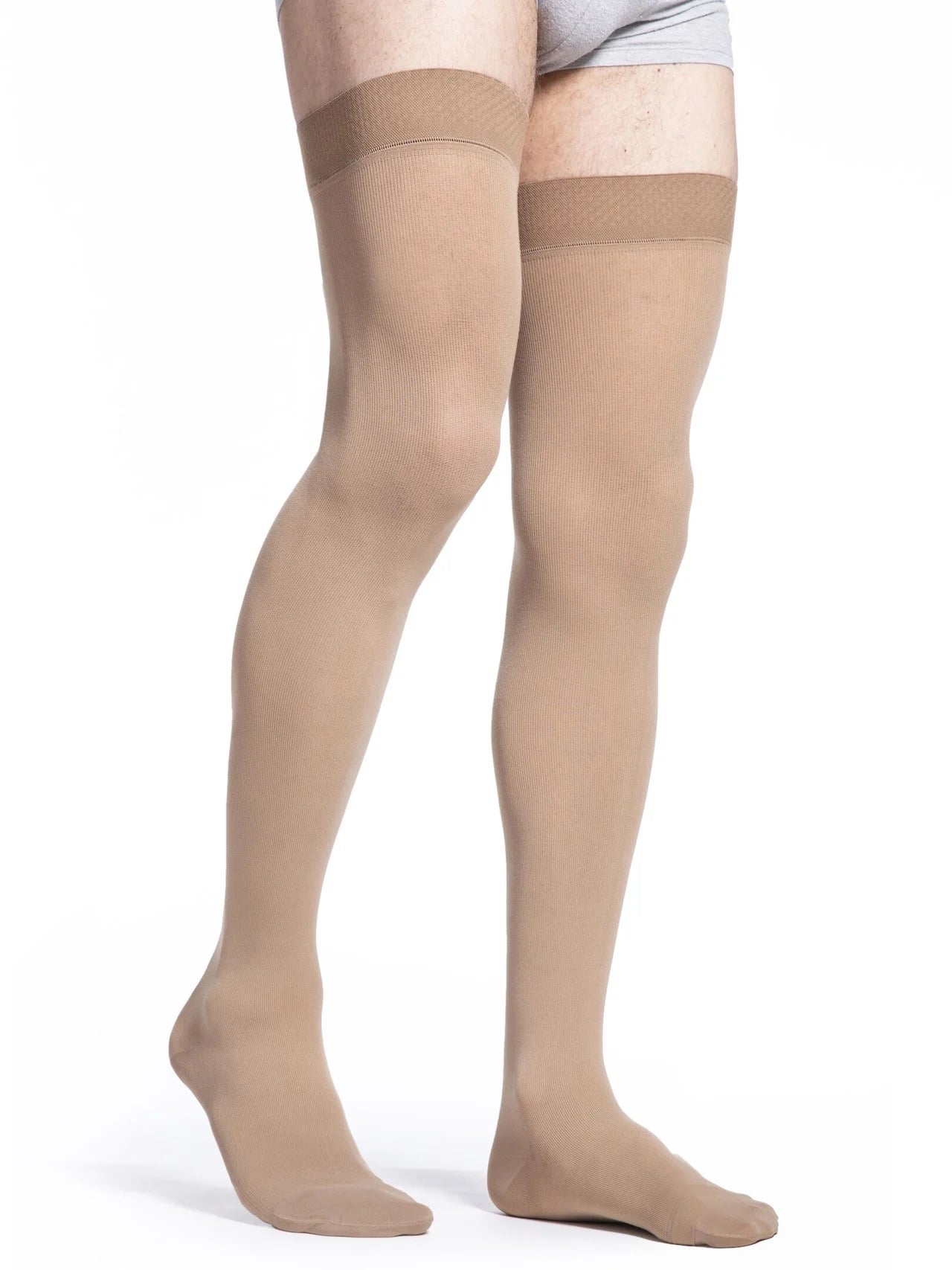 Sigvaris Essential Cotton Thigh High Compression Stockings 30-40 mmHg for Men - Closed Toe - Medical Support for Varicose Veins & Circulation - Perfect for Travel, Work & Daily Wear