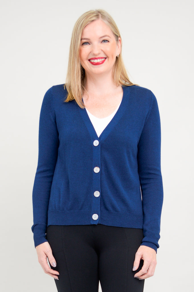 Jessica Sweater Women's Indigo Blue Bamboo Cotton Blend Knit Top - Soft & Breathable for Casual Wear, Office & Fall Outfits