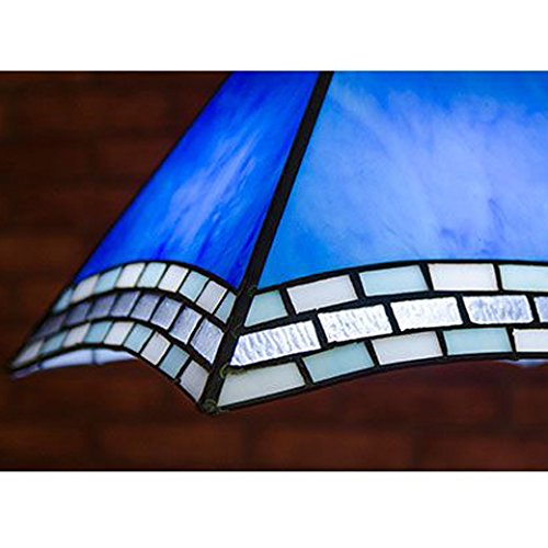 Tiffany Sky Blue Glass Pendant Light - Mediterranean Style Porch, Corridor & Balcony Ceiling Lamp - Elegant Dining Room Hanging Lighting Fixture for Home & Outdoor Decor